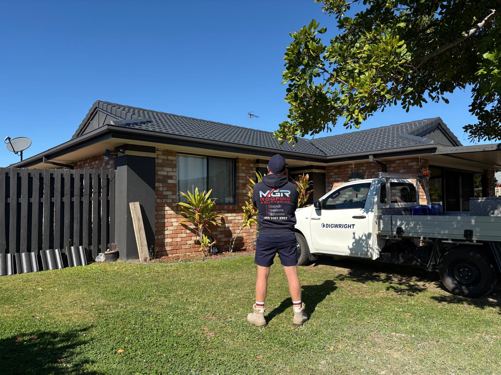 Our team on site assessing a roof before repairs
